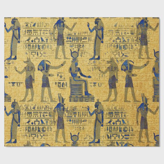 Lapizのラピスラズリを持つヴィンテージのエジプトのオーナメント ラッピングペーパー (フラット)