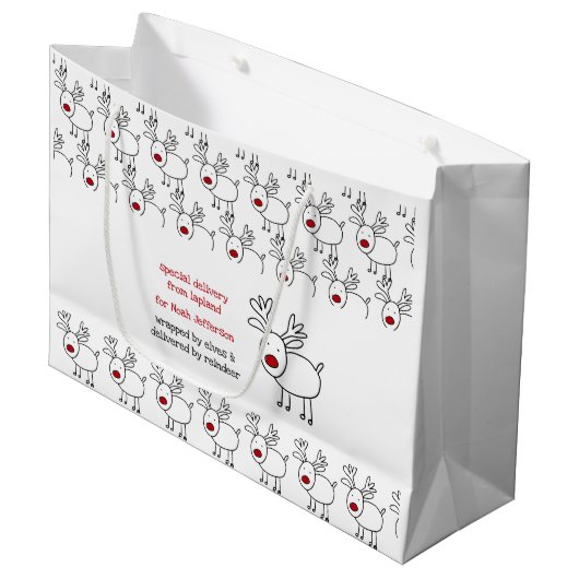 Lapland Doodle Reindeer Kidsからの特別な配信 ラージペーパーバッグ (正面アングル)
