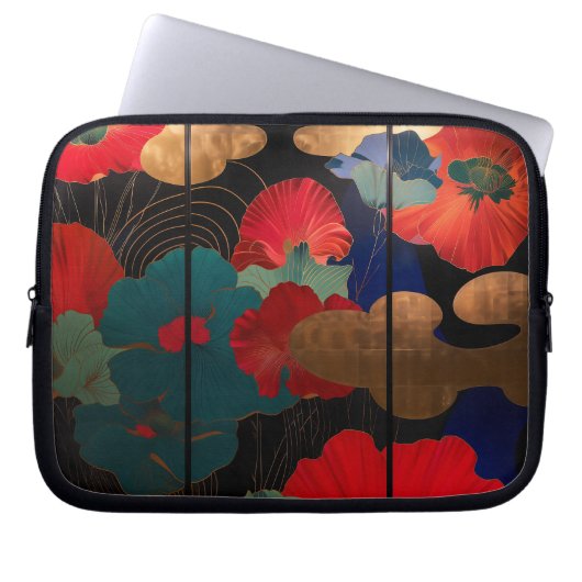 laptop case Japanese style flower ラップトップスリーブ (正面)