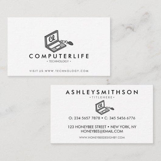 Laptop computer tech it technology seo specialist 名刺 (正面/裏面)