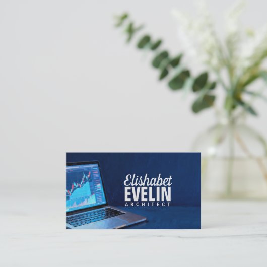 Laptop with Financial Charts g542 名刺 (スタンド正面)