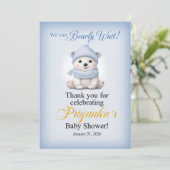 LAQUITA polar bear Baby Shower sign for Priyanka 招待状 (スタンド正面)