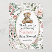 LAQUITA teddy bear Baby Shower sign for Carissa 招待状 (正面/裏面)