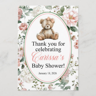 LAQUITA teddy bear Baby Shower sign for Carissa 招待状