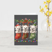 Lar Bear In Christmas Socks Lights Lar Bear Xmas  カード (黄色い花)