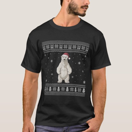 Lar Bear Lovers Men Women Santa Ugly Xmas Sweater  Tシャツ (正面)