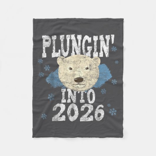 Lar Bear Plunge - Plungin' Into 2026 New Year Cold フリースブランケット (正面)