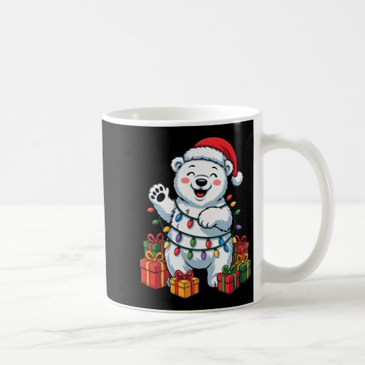 Lar Bear Santa Hat Animals Lovers Ugly Christmas P コーヒーマグカップ (右)