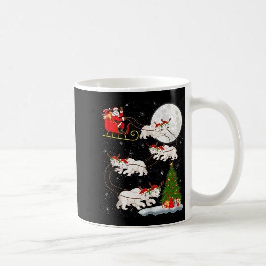 Lar Bear Santa Sleigh Flying Funny Magical Christm コーヒーマグカップ (右)