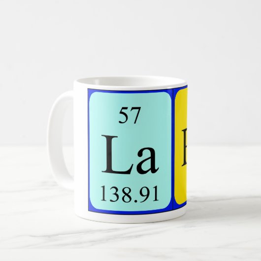 Laraの周期表の名前のマグ コーヒーマグカップ (正面左)