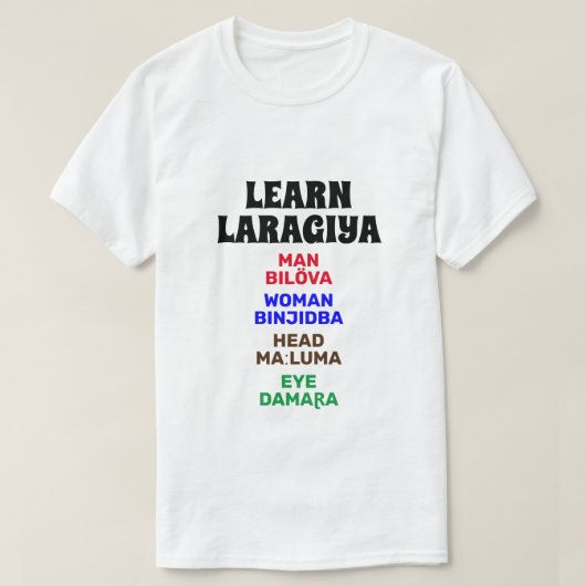 Laragiya 学 – 男、女、頭、目 tシャツ (デザイン正面)