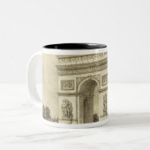 L'Arc de Triomphe、Auguste Bryが刻むパリ ツートーンマグカップ (正面左)