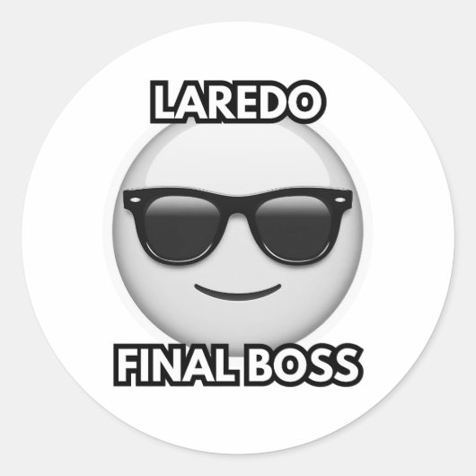 Laredo Final Boss Cool Emoji ラウンドシール (正面)
