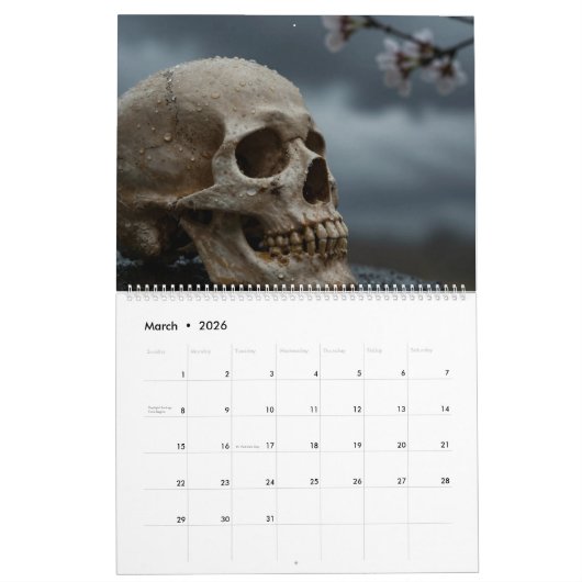 Large 2026 Skull Art Calendar カレンダー (3月 2026)
