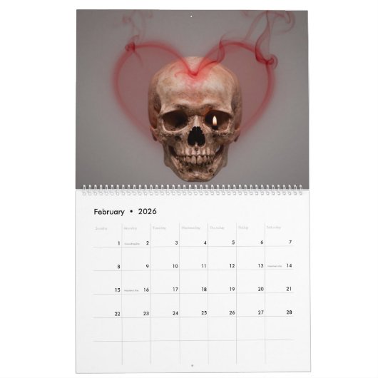 Large 2026 Skull Art Calendar カレンダー (2月 2026)