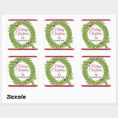Large 3-Inch Personalized Christmas Wreath Square スクエアシール (シート)