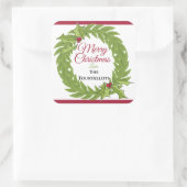Large 3-Inch Personalized Christmas Wreath Square スクエアシール (バッグ)