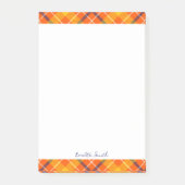 Large 4x6 Custom Fall Orange Gingham Plaid Pattern ポストイット (正面)