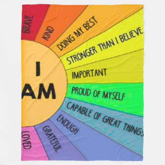 Large 60x80 Rainbow Positive Affirmation Kids Flee フリースブランケット (正面)