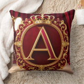 Large A Monogram on Red Velvet クッション (ブランケット)