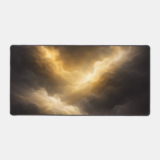 Large Abstract Golden Nebula Mouse Pad デスクマット (正面)
