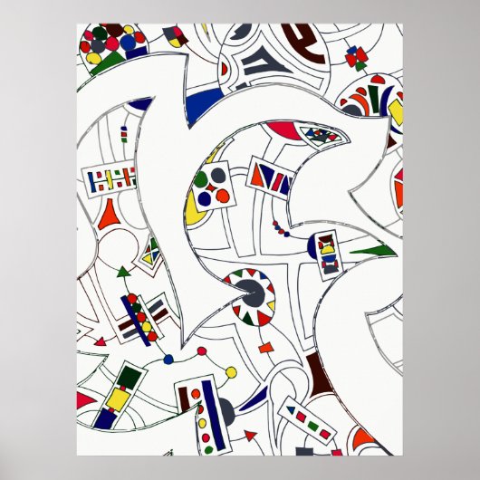 Large Abstract  Ink Drawing ポスター (正面)