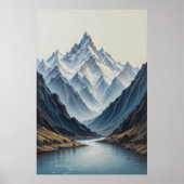 Large Abstract Mountains Painting on Canvas 3d Hea ポスター (正面)