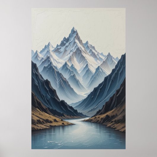 Large Abstract Mountains Painting on Canvas 3d Hea ポスター (正面)