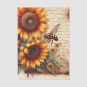 Large and Small Sunflowers with Bees and Script 薄葉紙 (正面)