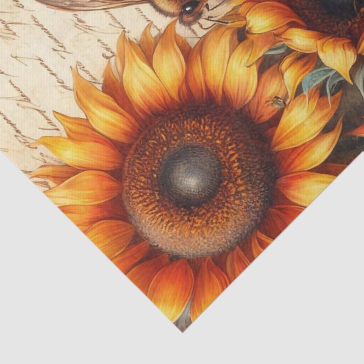 Large and Small Sunflowers with Bees and Script 薄葉紙 (詳細)