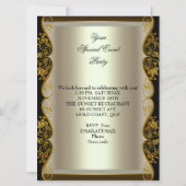 LARGE Anyイベントパーティークリーム金ゴールドブラックバラ 招待状 (裏面)