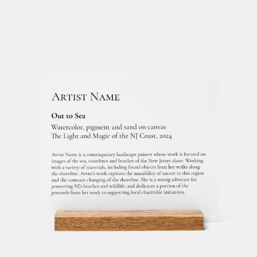 Large Art Gallery Art Exhibit Plaques アクリルサイン (正面)