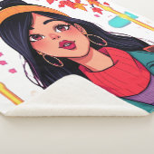 Large Autumn Girl Sherpa Blanket – Cozy Oversized  シェルパブランケット (3/4)