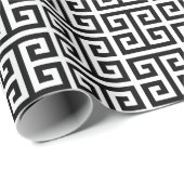 Large Black and White Greek Key Pattern ラッピングペーパー (ロールコーナー)
