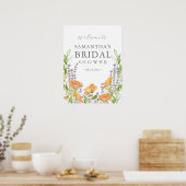Large Bridal Shower Welcome Sign Wildflowers ポスター (キッチン)