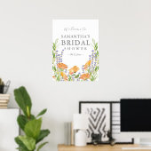 Large Bridal Shower Welcome Sign Wildflowers ポスター (ホームオフィス)