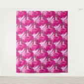 Large bright pink lily floral wedding backdrop タペストリー (正面)