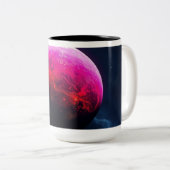 Large Bright Pink Planet ツートーンマグカップ (正面右)