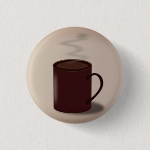 Large brown cup of hot chocolate modern 缶バッジ