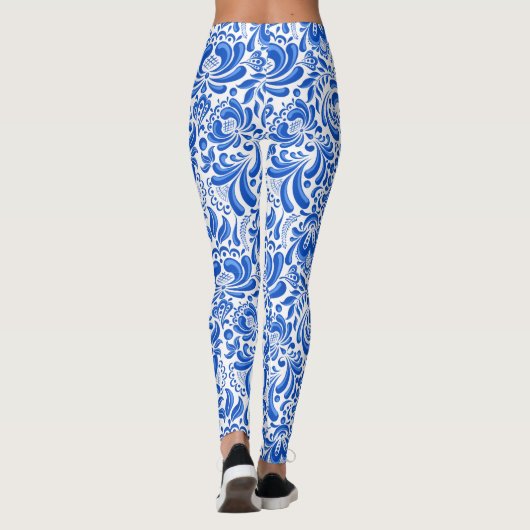 Large China blue and white pattern Leggings レギンス (裏面)