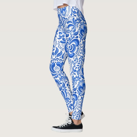 Large China blue and white pattern Leggings レギンス (左)
