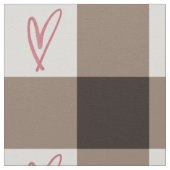 Large Cocoa Heart Gingham - Cotton Twill Fabric ファブリック (クローズアップ)