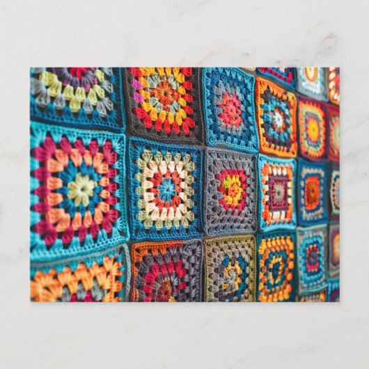 Large Crochet Blanket Made From Individual Granny  ポストカード (正面)