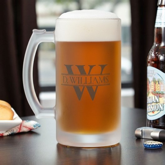 Large Custom Monogram Initial  フロストグラスビールジョッキ