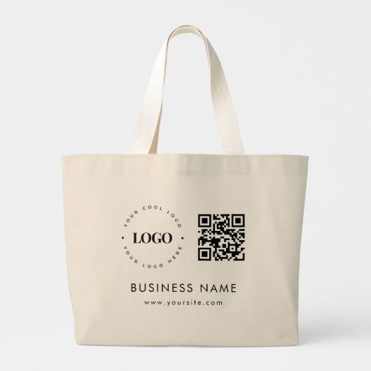 Large Custom Tote Bag with Logo Qr Code & Text ラージトートバッグ (裏面)
