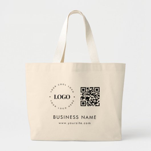 Large Custom Tote Bag with Logo Qr Code & Text ラージトートバッグ (正面)