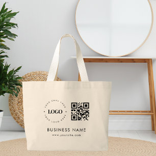 Large Custom Tote Bag with Logo Qr Code & Text ラージトートバッグ