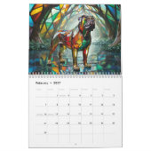 Large Dog Glass Calendar カレンダー (2月 2027)
