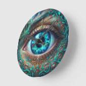 Large Electric Blue Eye In Fantasy Scene ラウンド壁時計 (傾斜)