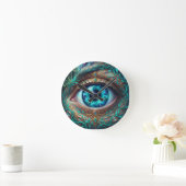 Large Electric Blue Eye In Fantasy Scene ラウンド壁時計 (ホーム)